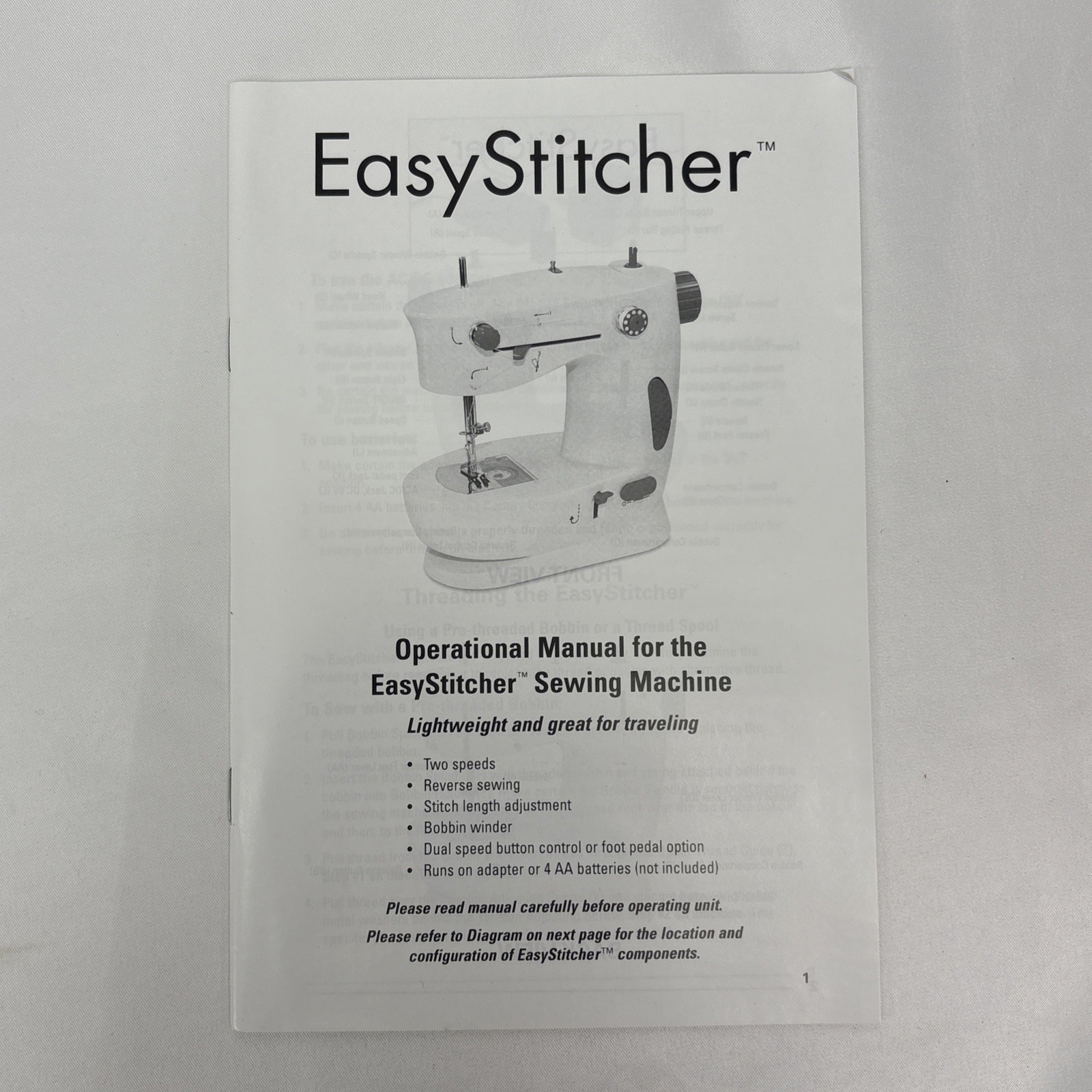 Easy Stitcher Table Top Sewing Machine Electric or batteries Bobbin winder NEW