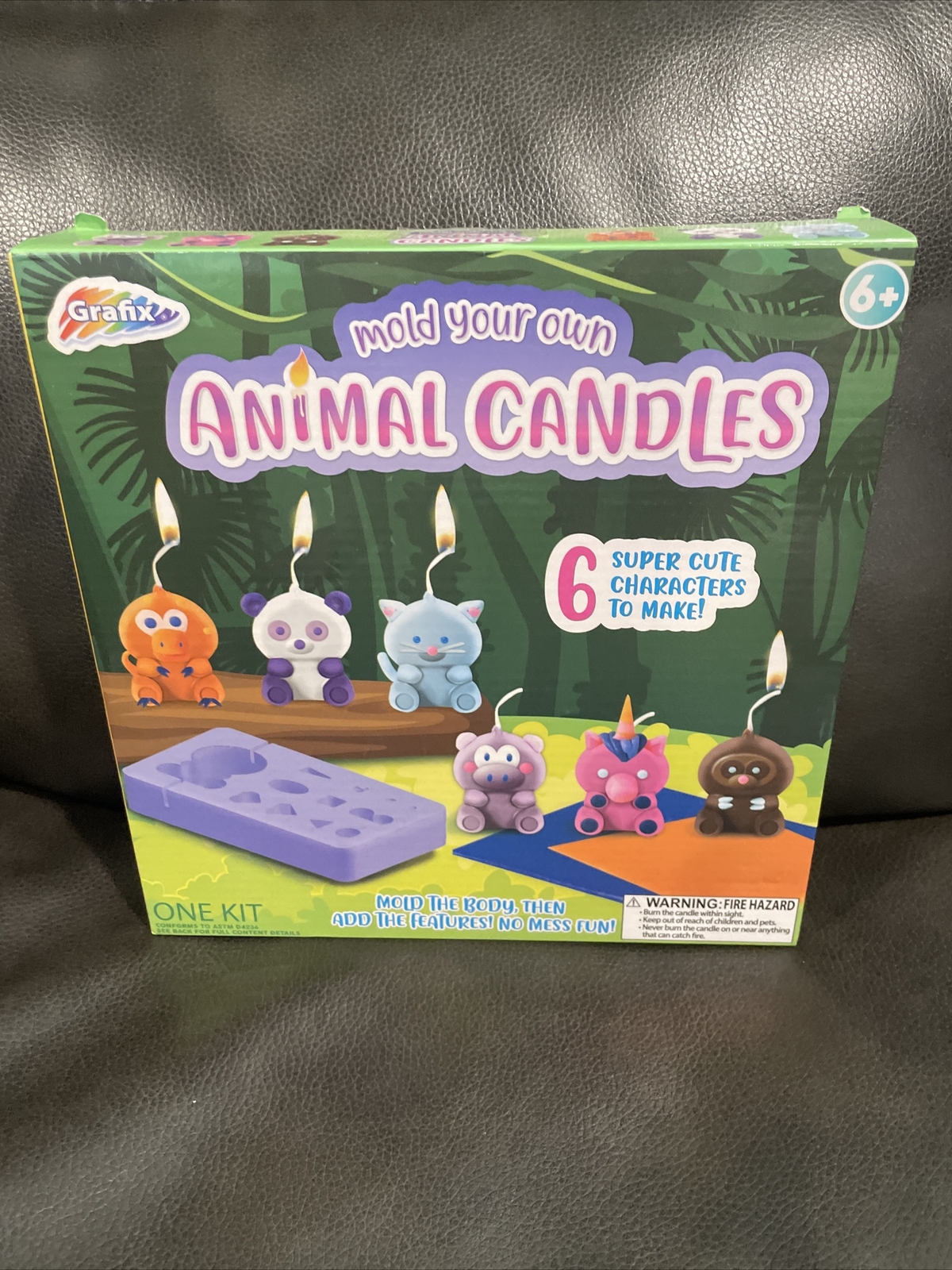 Grafix Mold Your Own Animal Candles Kids Craft Kit 6 Characters NIB