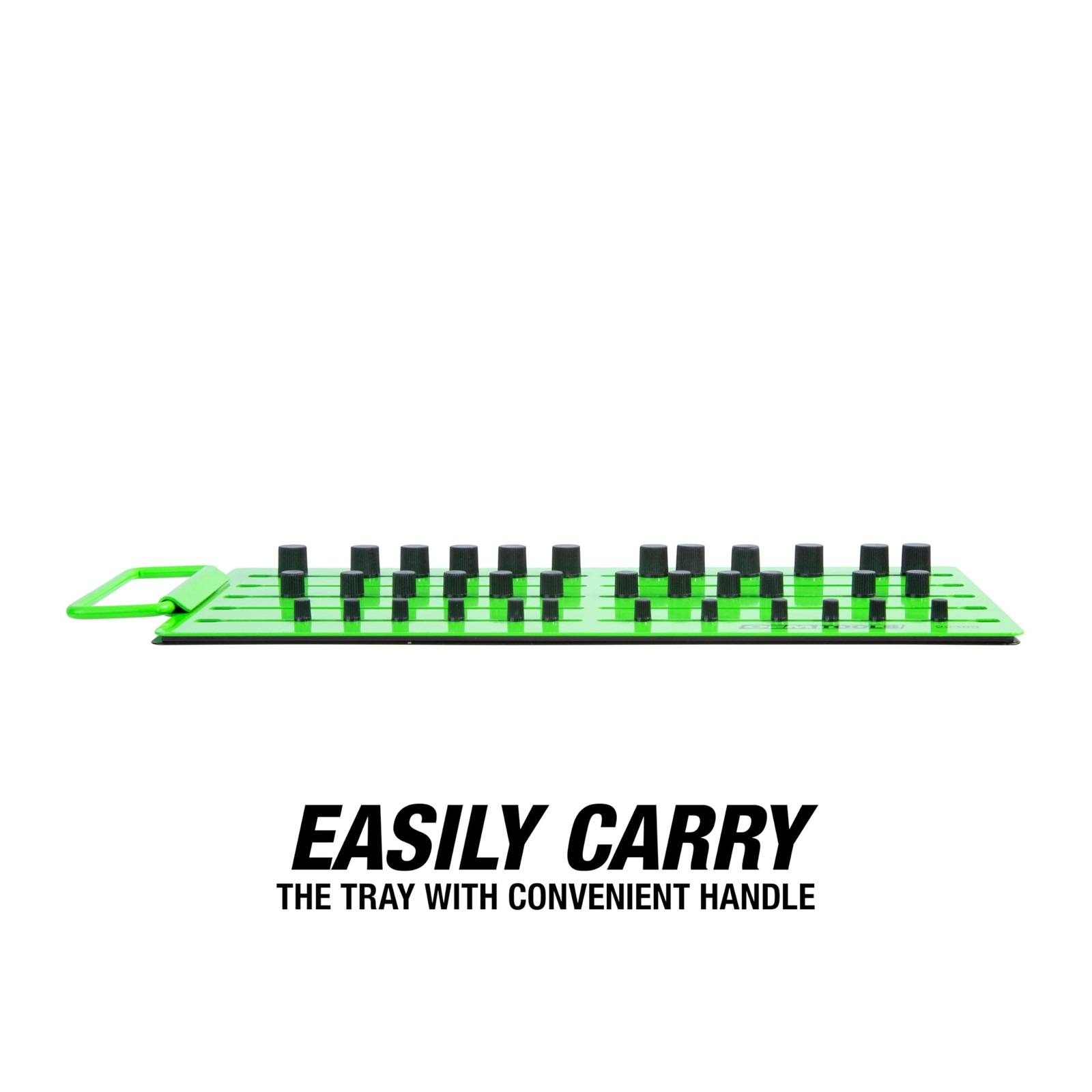 Magnetic Socket Organizer Tray Portable Green 5 Row Drive Studs Tool Box