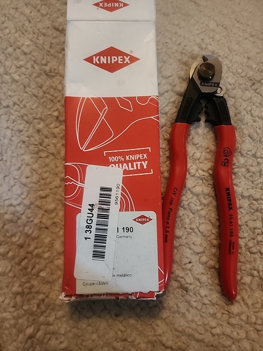 Knipex Wire Rope Cutters 7 1/2" 95 61 190