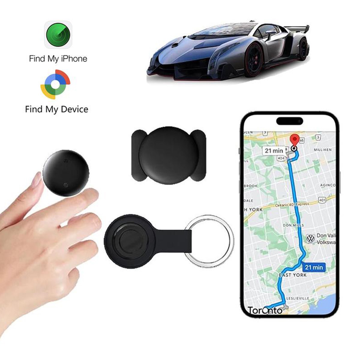 GPS Tracker for Vehicles Hidden Car Tracking Device Compatible with iPhone iOS