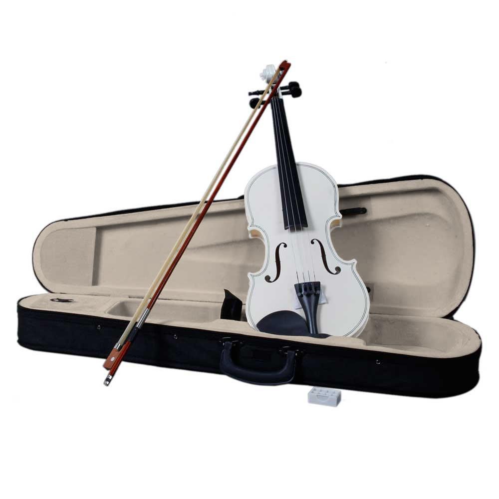 Acoustic Practice Violin 4/4 Full Size White Color with Case Bow Rosin Xmas Gift