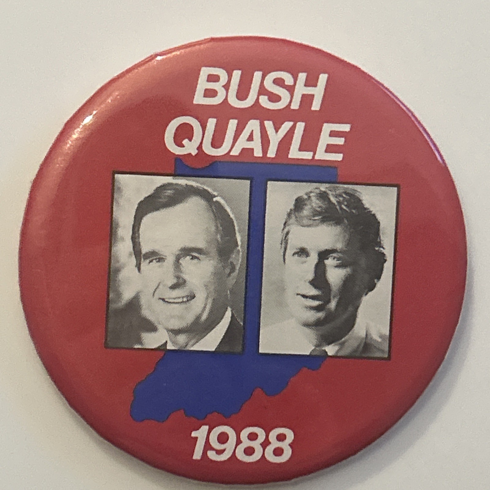 BUSH QUAYLE jugate Indiana 1988   3” pinback button pin