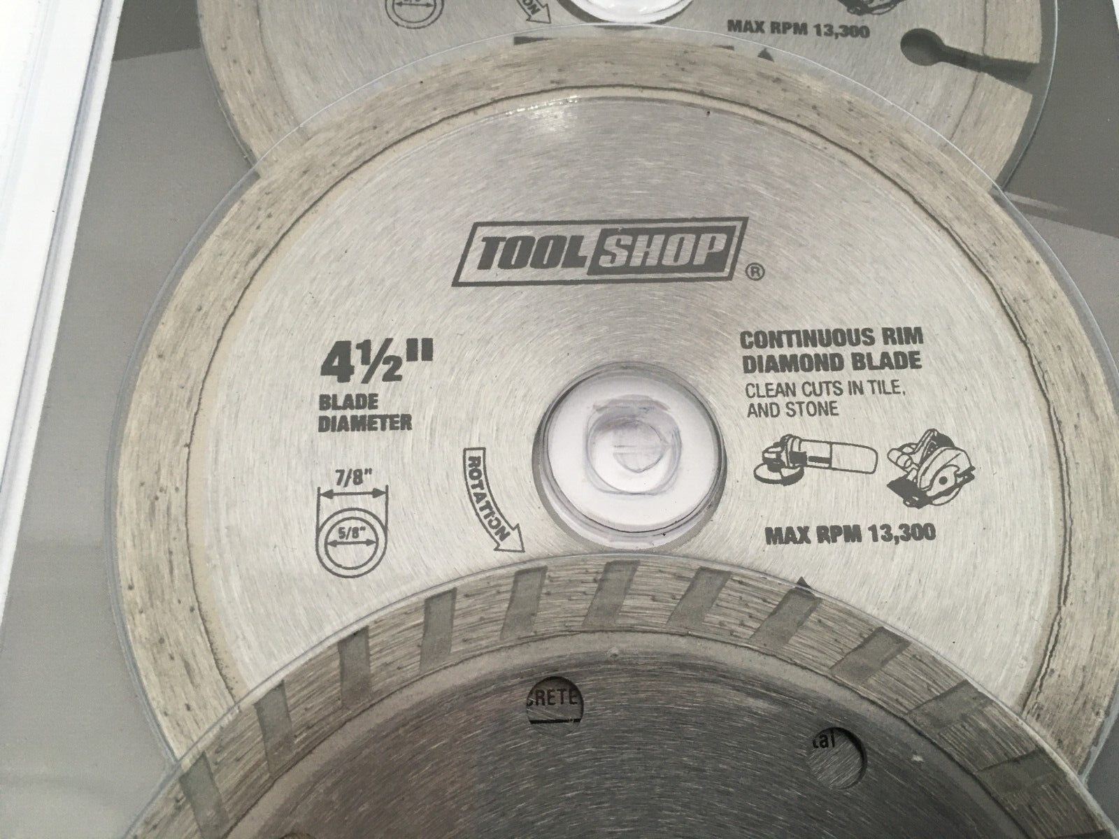 NEW Tool Shop 3-pc Diamond Blade Set 4-1/2" - Segmented, Continuous, & Turbo Rim