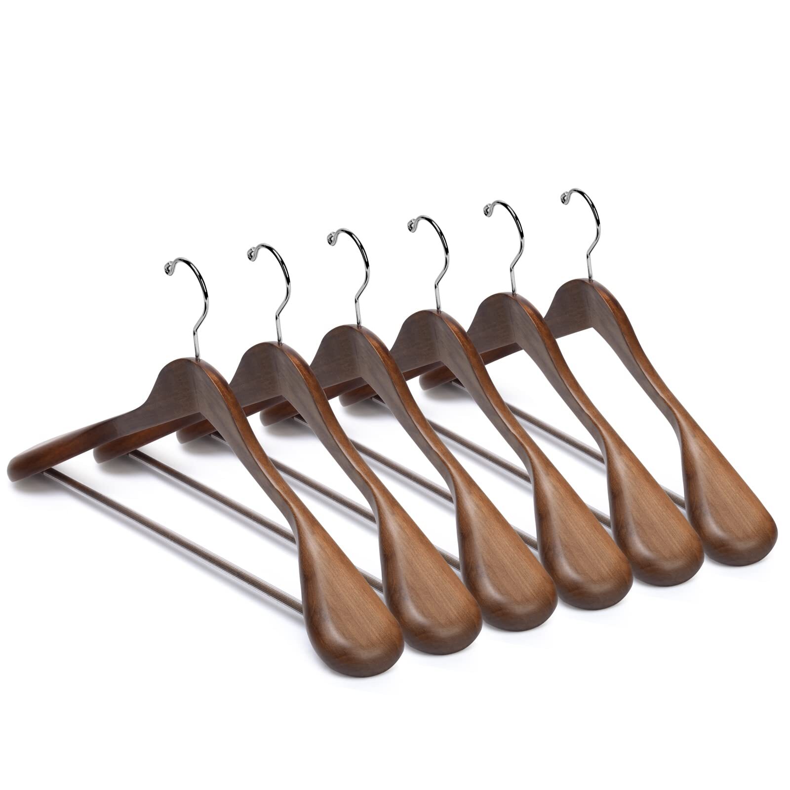 Luxury Wooden Suit Hangers 6 Pack Wood Coat Hangers Jacket Outerwear Shirt Ha...