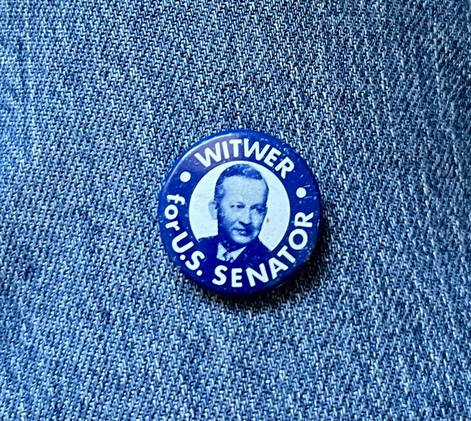Scarce 1960  Samuel W Witwer For US Senator Illinois 7/8" Litho Political