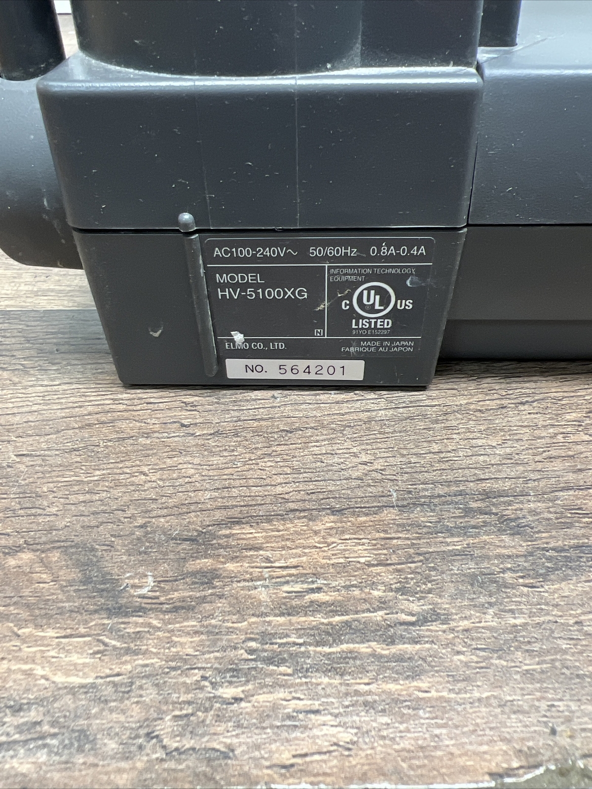 Elmo Visual Presenter HV-5100XG Document Camera Projector And Power Cord