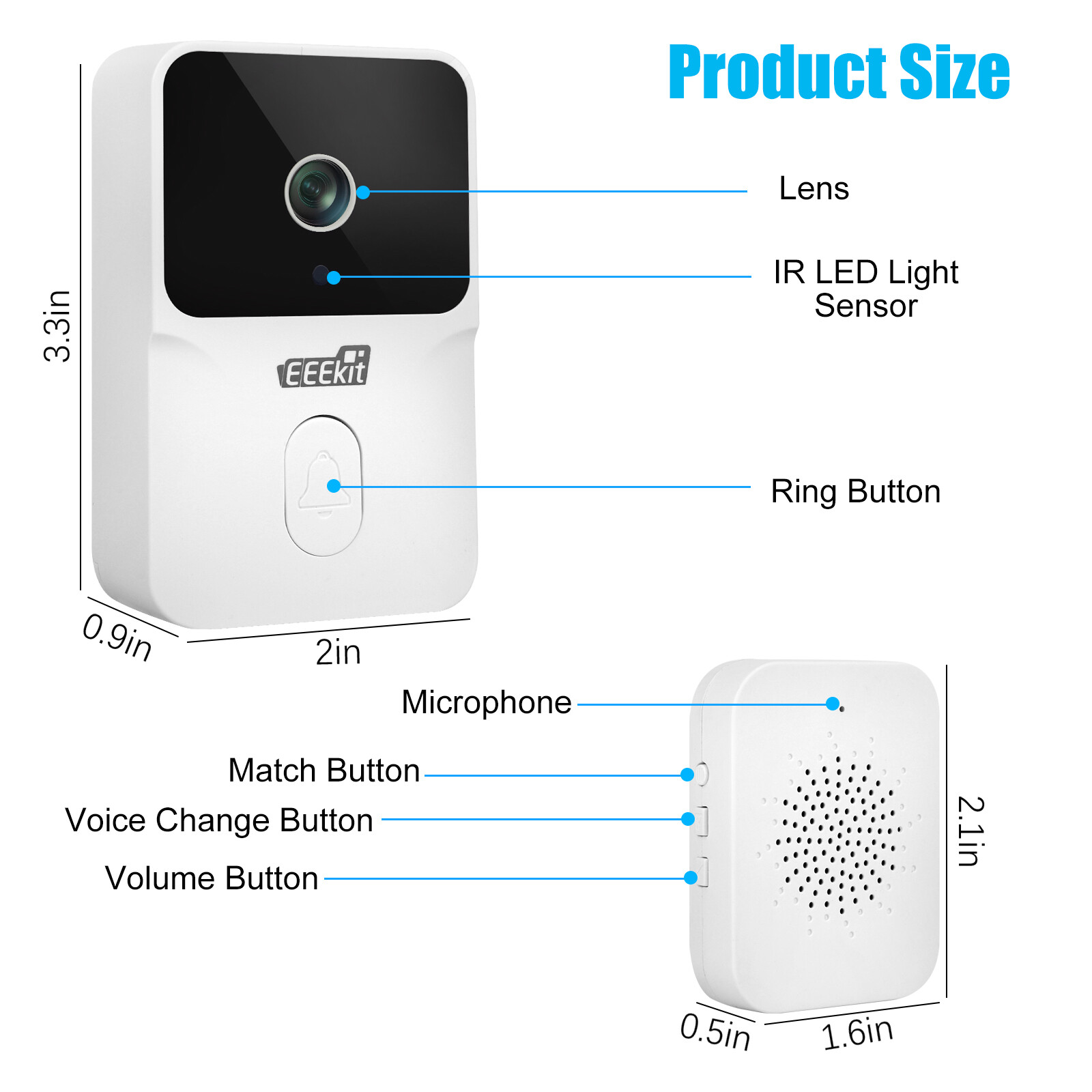 Smart Wireless WiFi Doorbell Intercom Video Recording Camera Door Bell Security