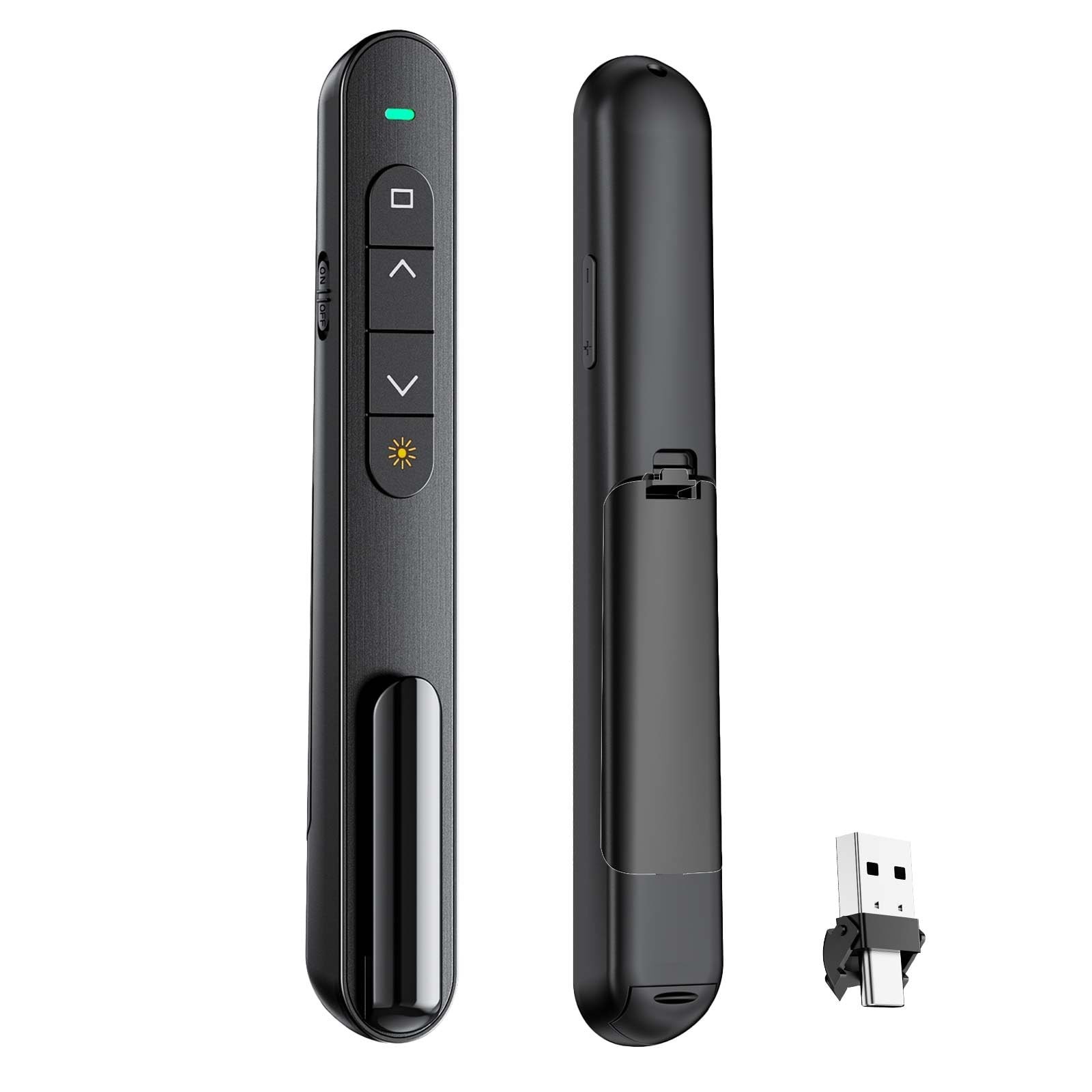 Wireless Presentation Clicker with Volume Control - USB Remote for PowerPoint, M