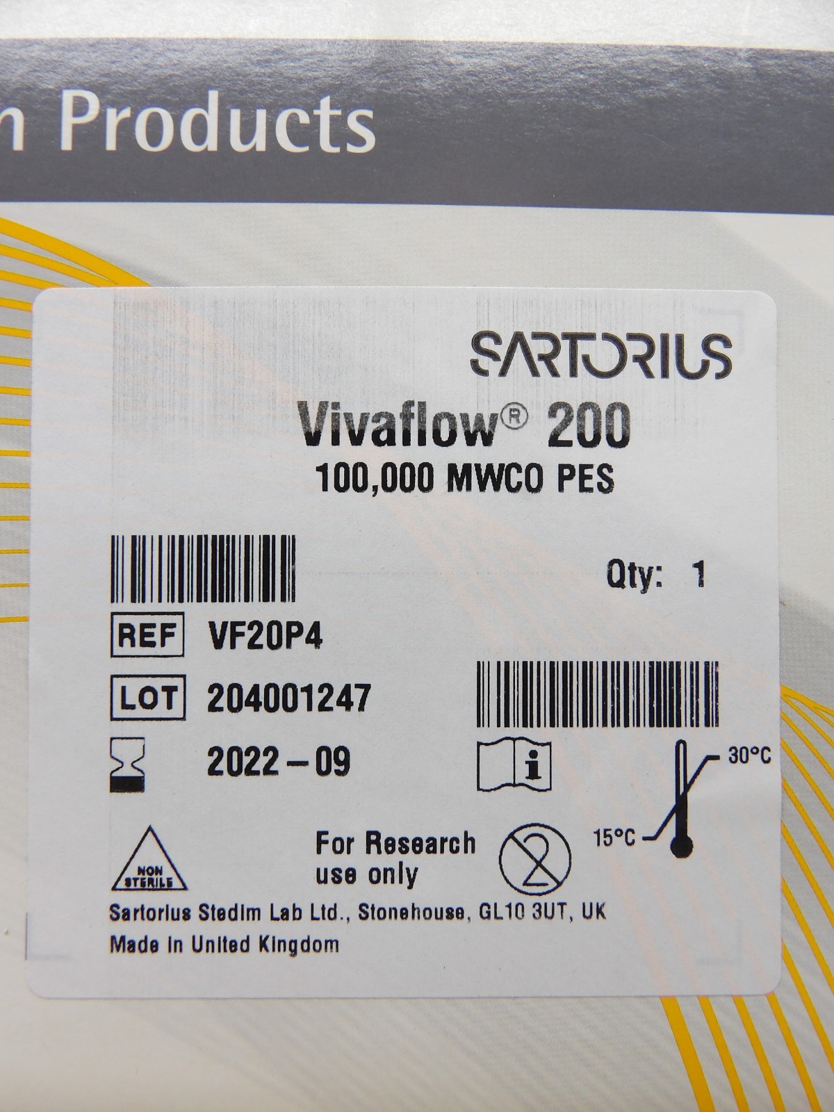 Sartorius VF20P4 Vivaflow 200 PES, Qty: 1, For Research use ONLY