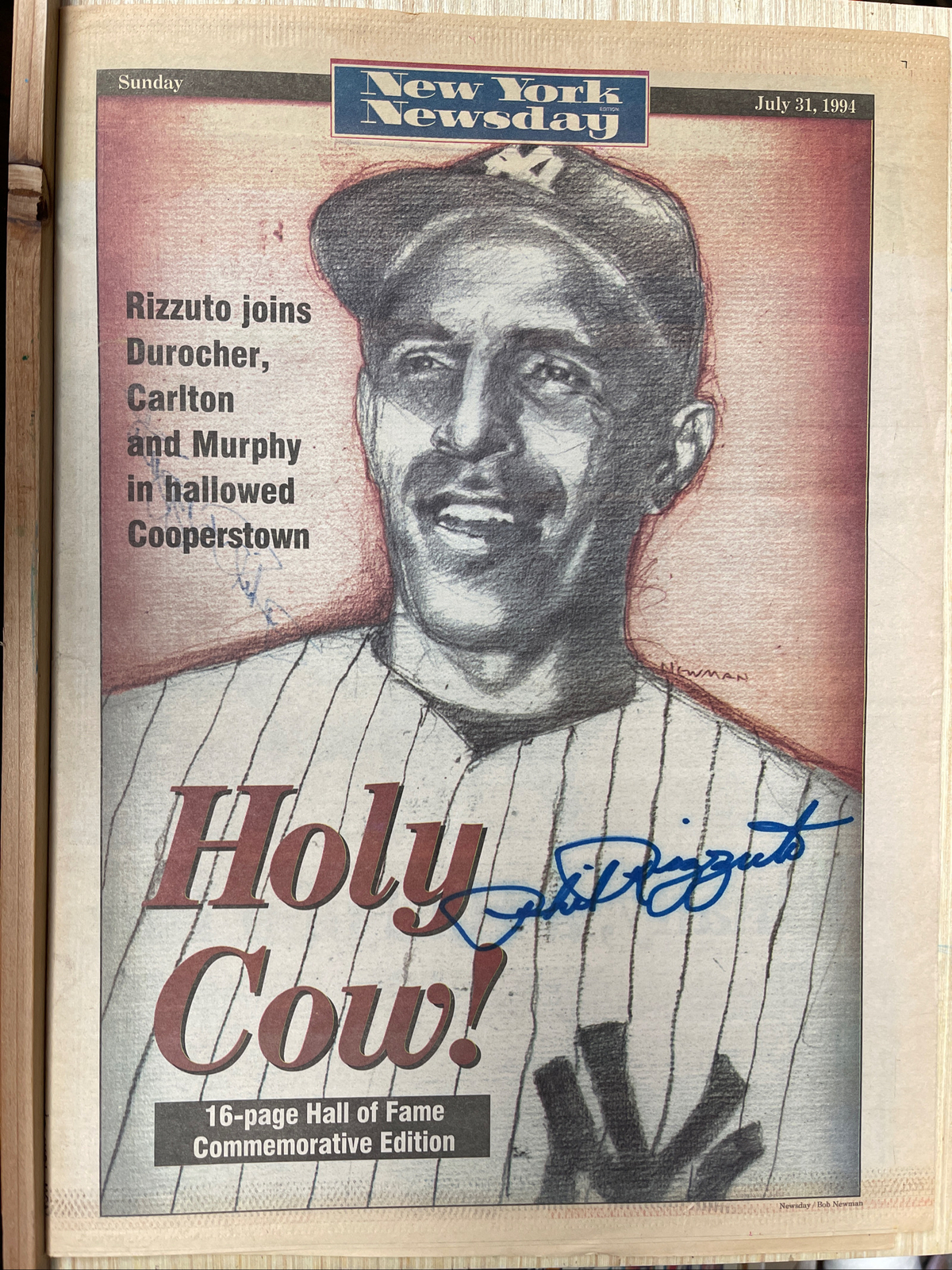 Phil Rizzuto New York Yankees Multi Signed Newsday Sports HOF July 31, 1994