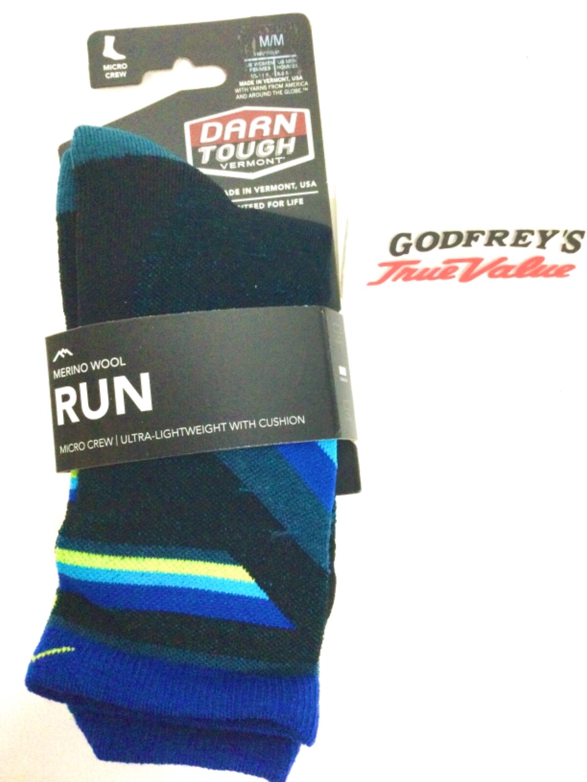 Darn Tough 1056 Black Men's Bolt Micro Crew Ultra-Lightweight Running Sock Run