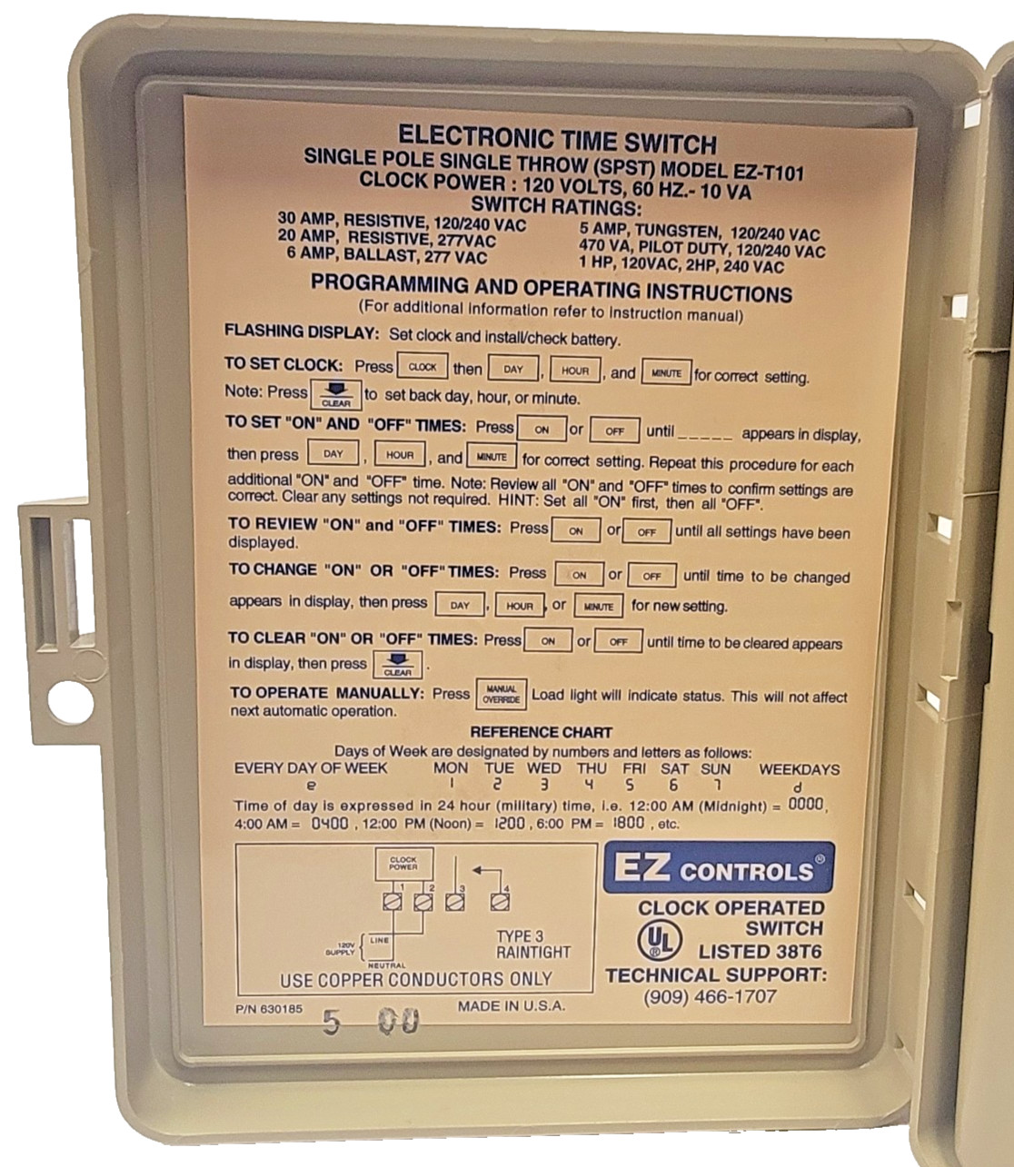 EZ Controls EZ-T101 Electronic Time Switch