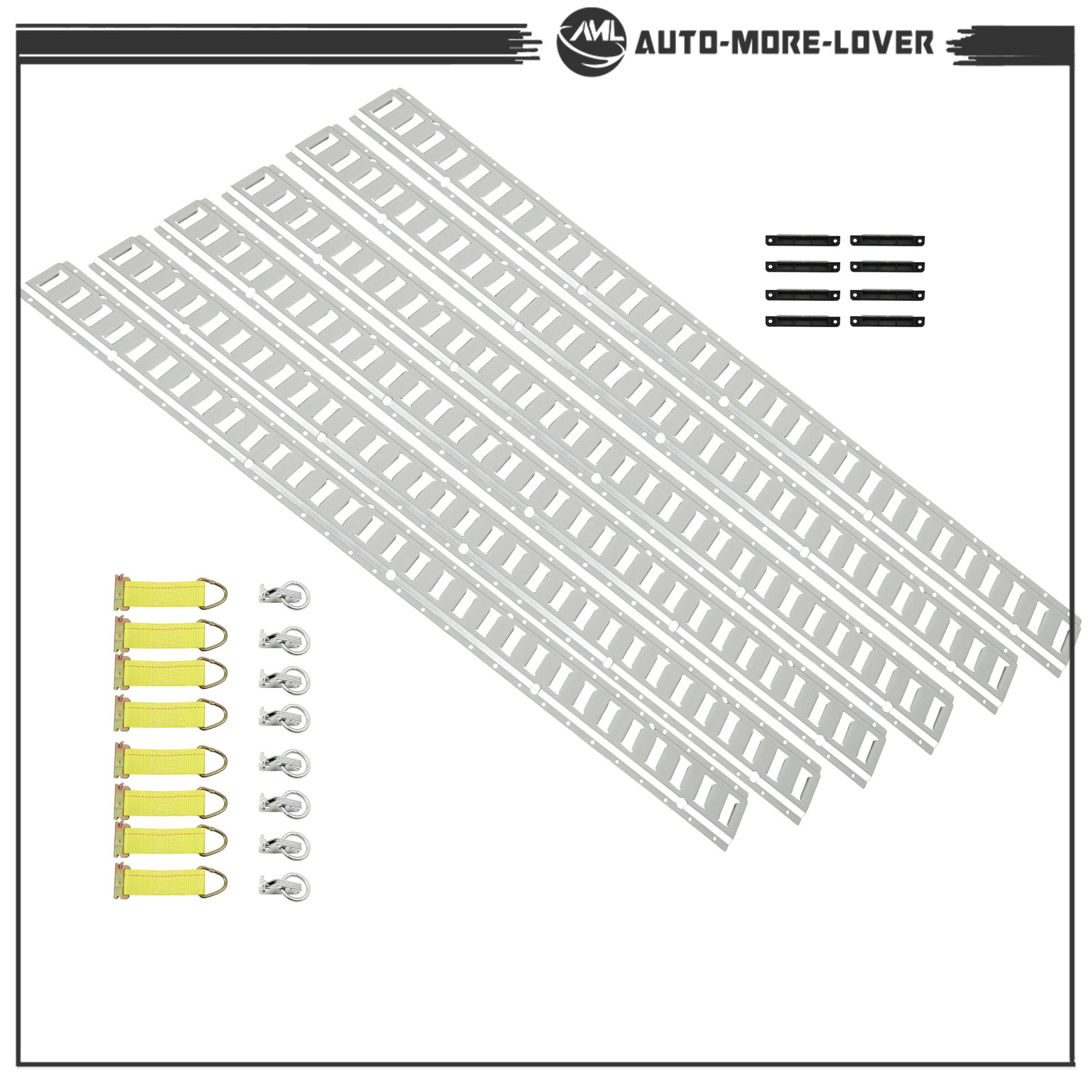 30 Piece E-Track Kit with 5' E Tie Down Rail End Covers O-Rings Tie Straps