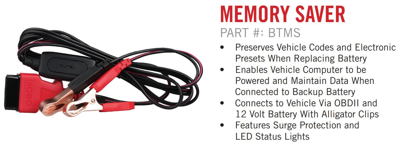 Autel MaxiBAS BTMS OBDII Memory Saver Preventing Vehicle Data Loss Cable Tool