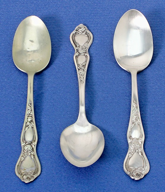 Three (3) Antique R. C. Co. Silverplate Rose Serving Spoons