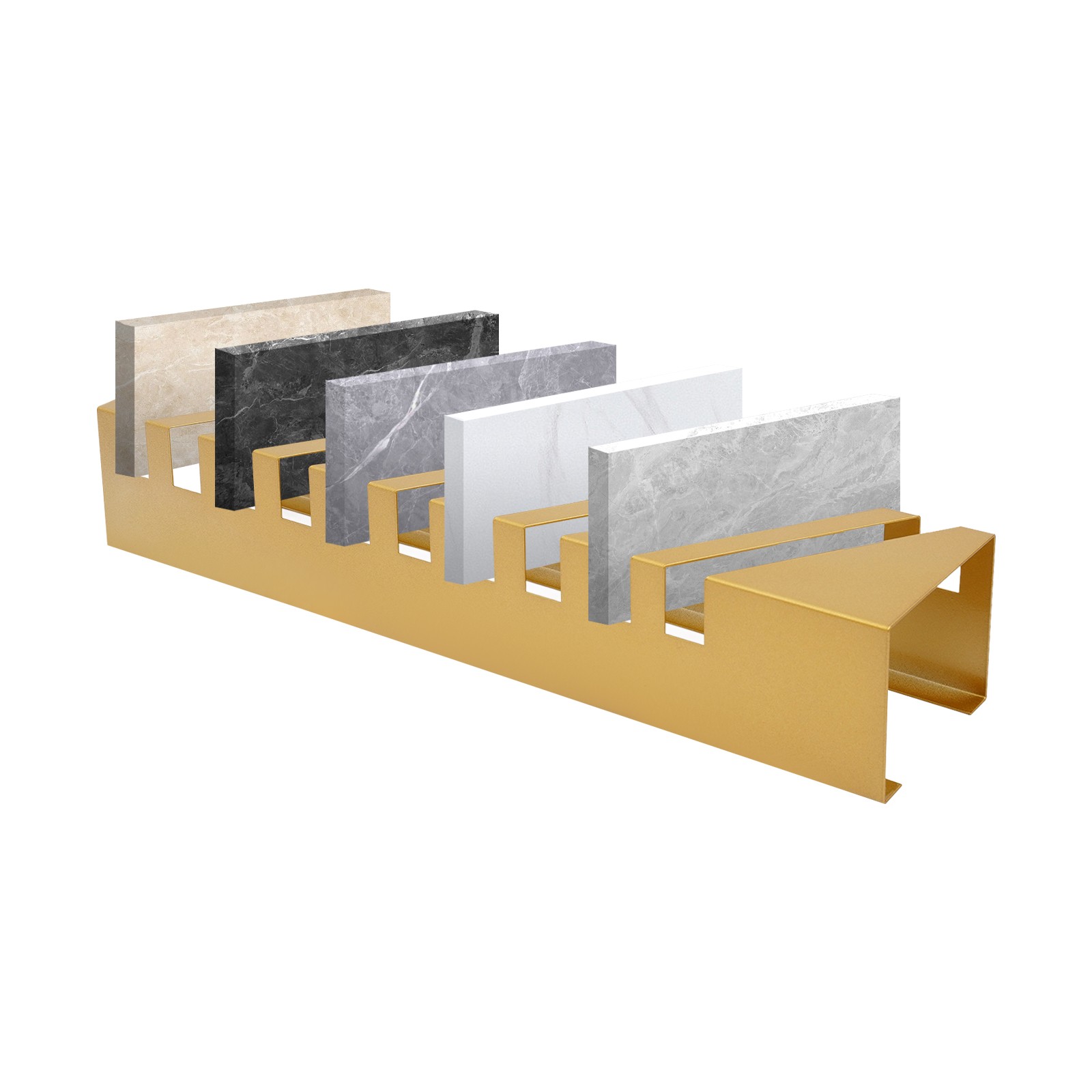Gold Tile Display Rack 10 Slots Tabletop Slanted Sample Holder Iron
