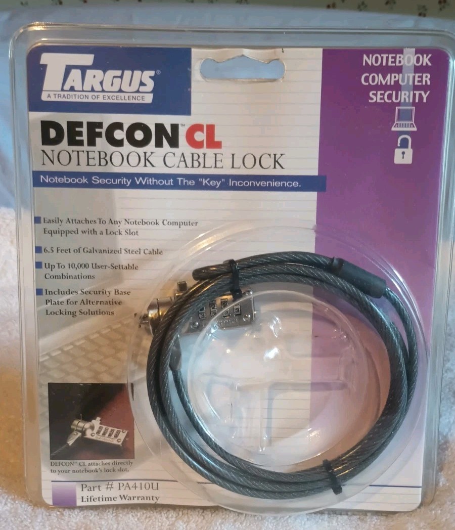 Targus Defcon CL Notebook Laptop PC Desktop Combo Cable Lock Security PA410U New