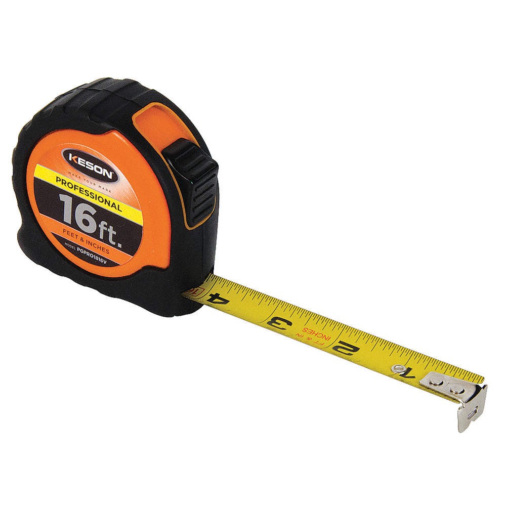 KESON PGPRO1816V Tape Measure,1 In x 16 ft,Orange/Black 22N881