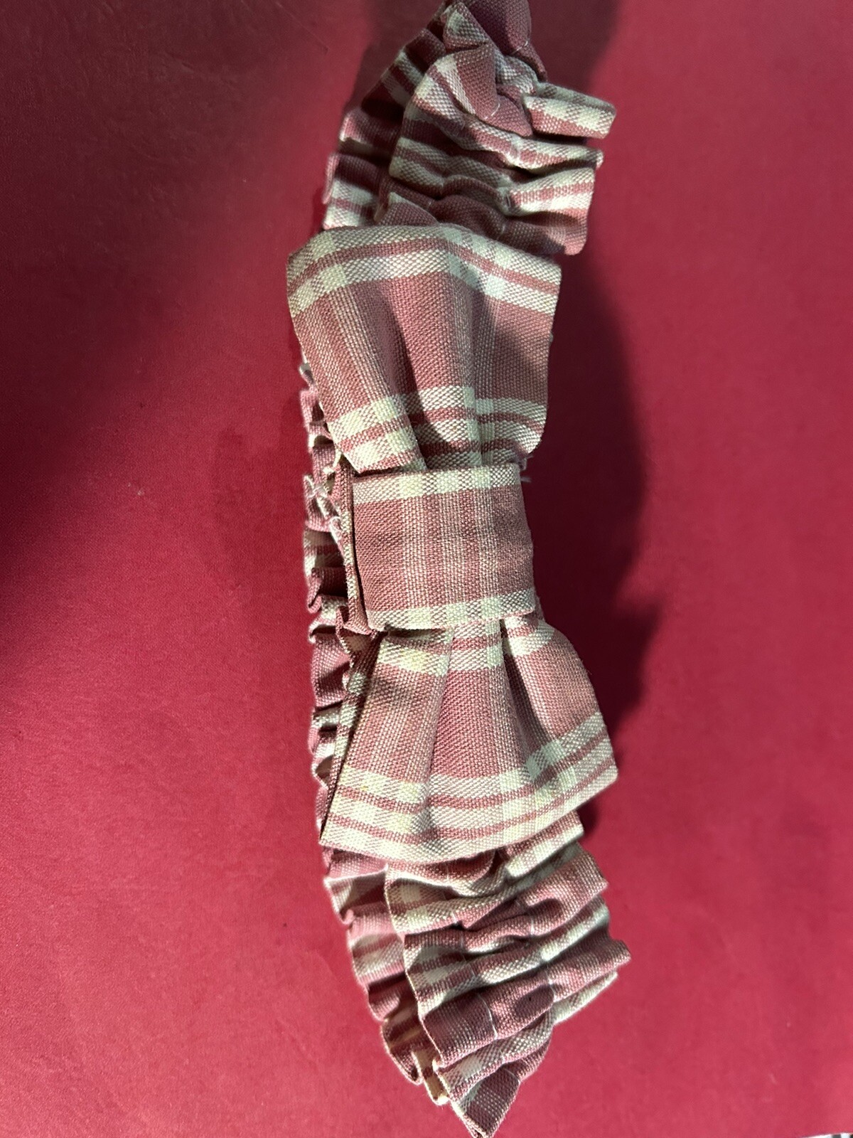 Basket Fabric Garter  With Bow, Pink And White Stripes Small Medium