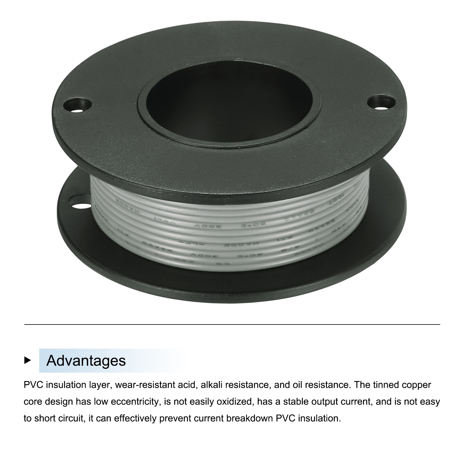 28AWG Stranded Wire PVC Hookup 10M/33ft Grey, Electrical Wire UL1007 Spool