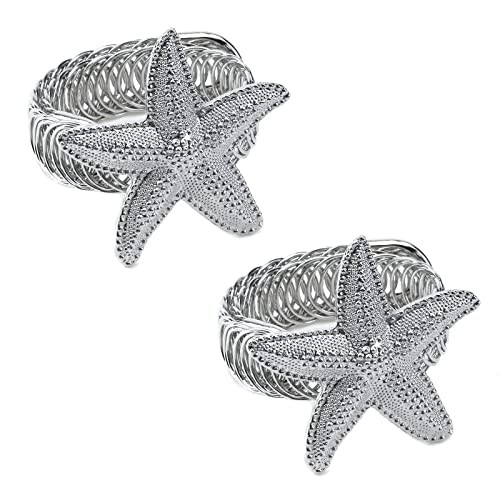 2Pcs Curtain Tiebacks Adjustable Tie Back Curtain Holders Silver Starfish