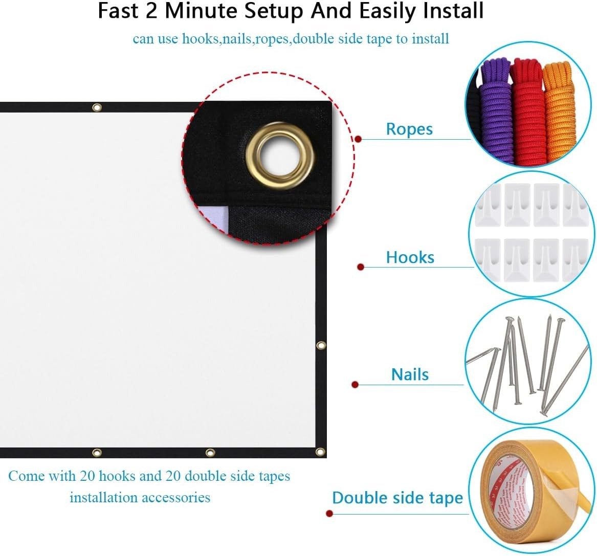 20" Foldable Projector Screen Double Sided Projection
