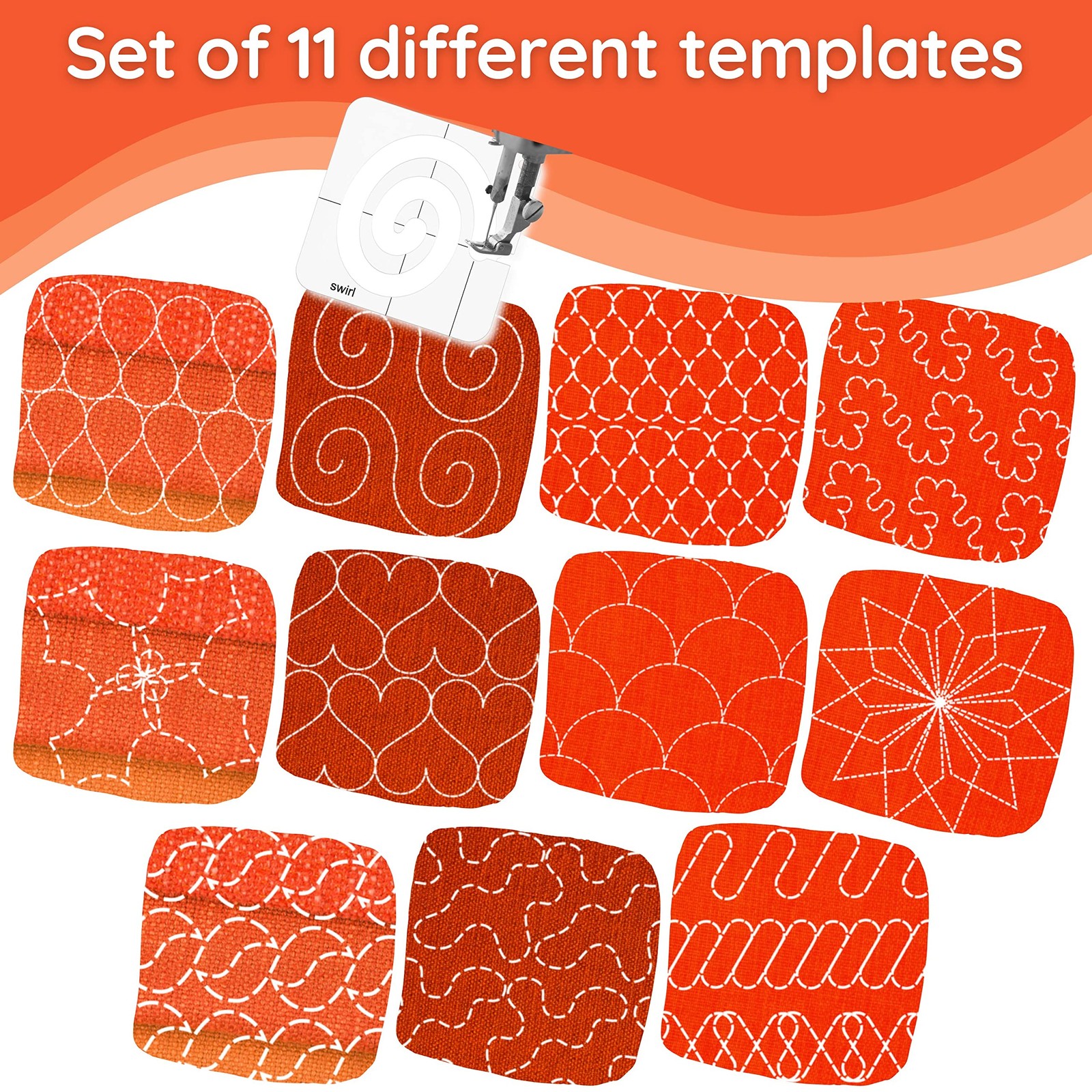 Free Motion Quilting Rulers Templates 11 PCS Low Shank Patchwork Sewing Set