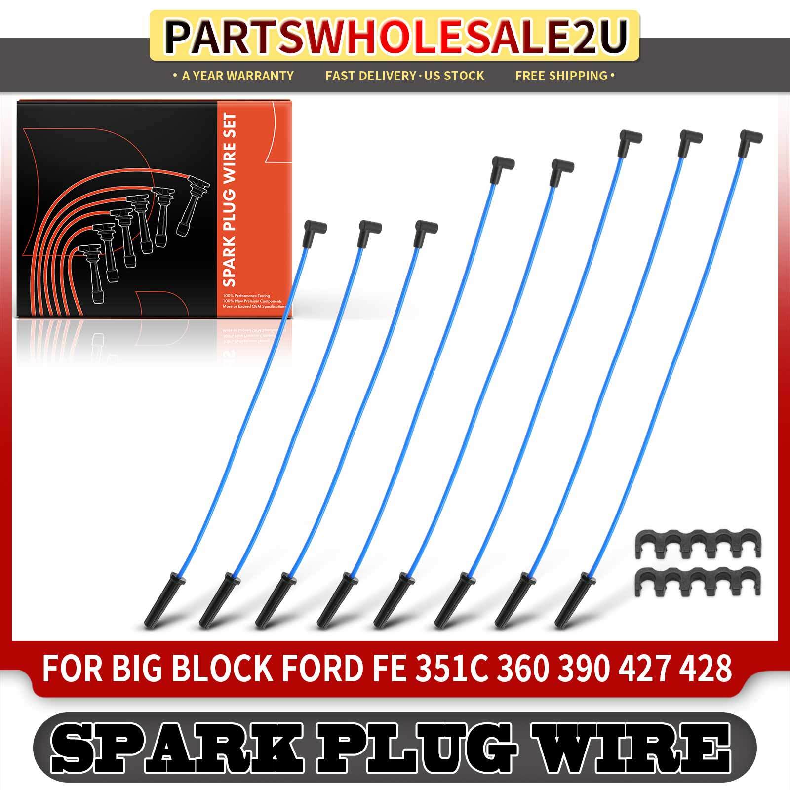 8x Blue HEI Distributors Spark Plug Wire Set for Ford Big Block FE 351C 8 mm