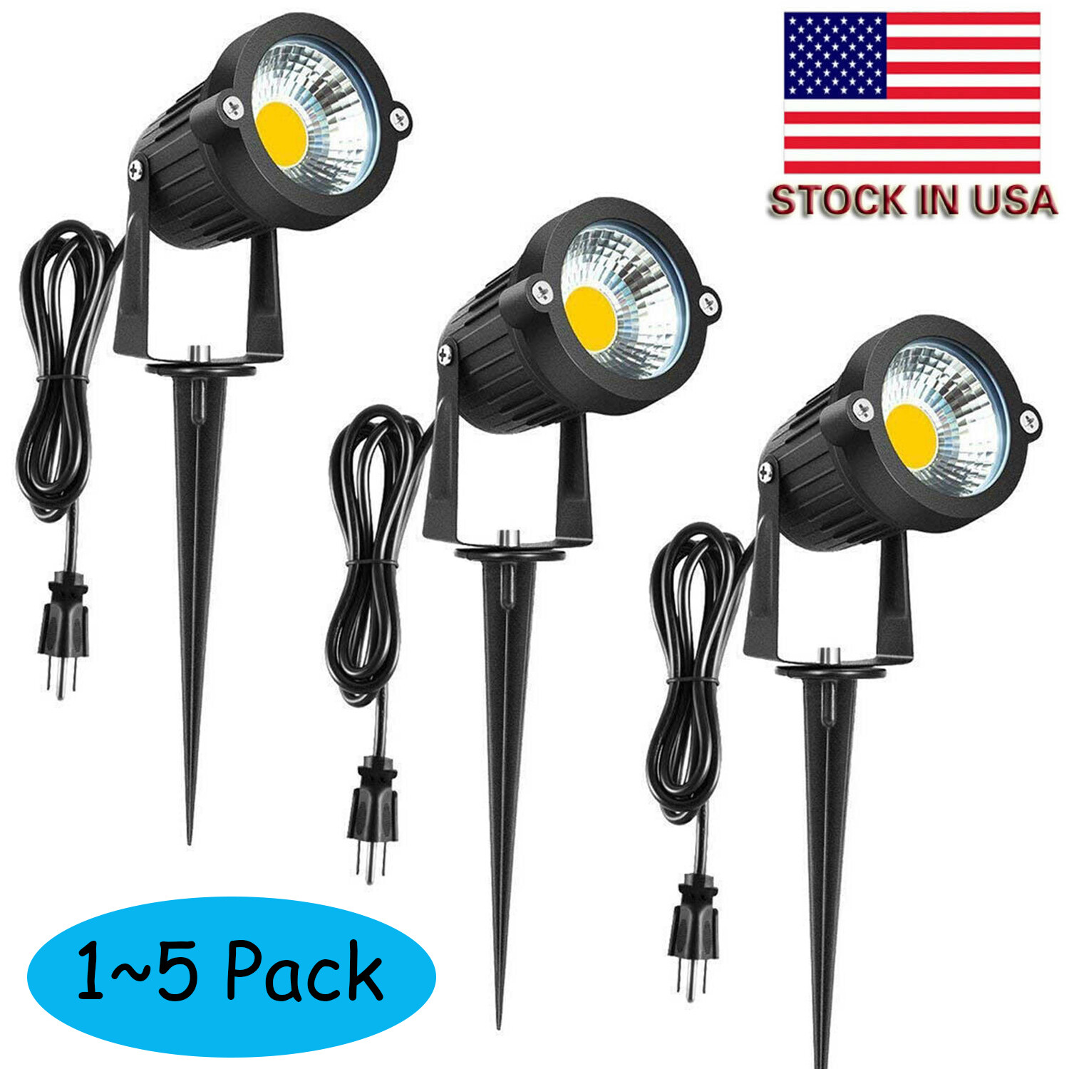 5W 110V LED Landscape Lights Garden Yard Spotlights 3000K Outdoor Hardscape Lamp
