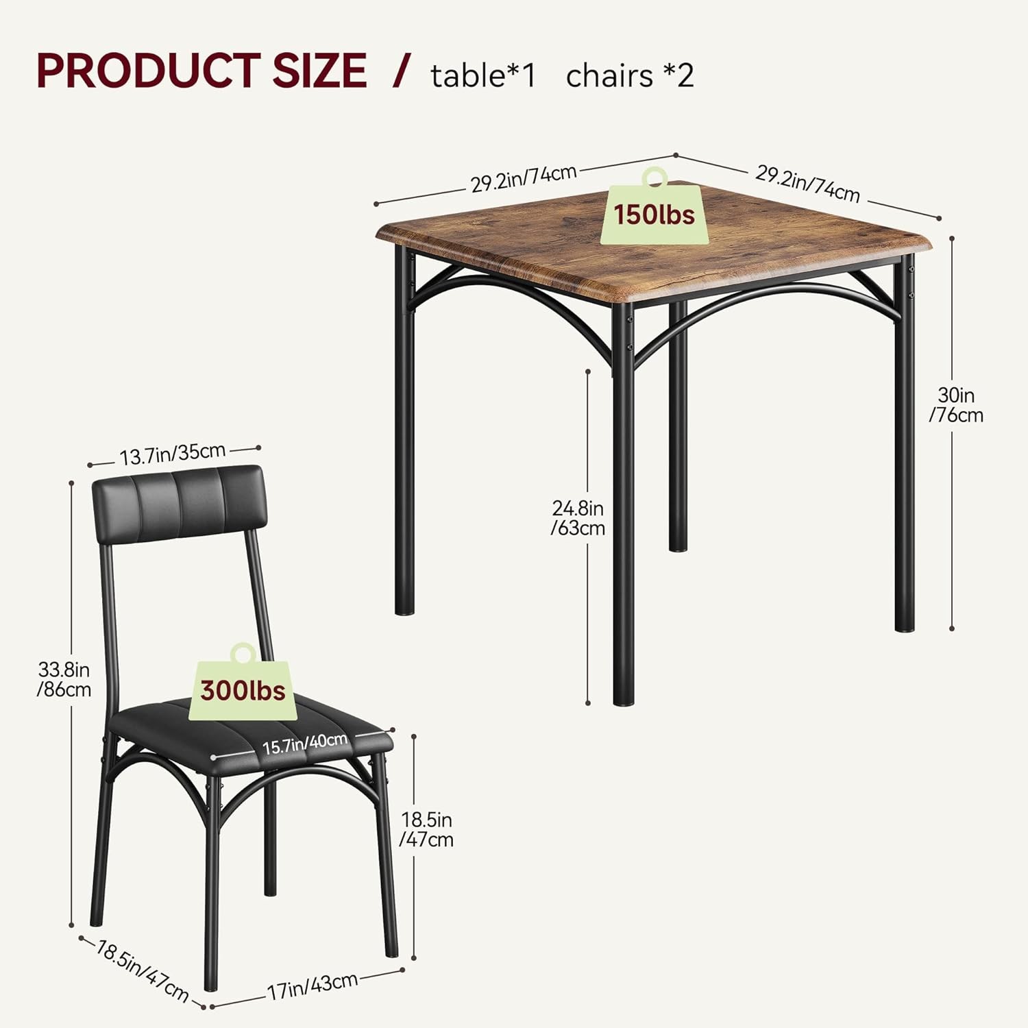 Dining Table Set Kitchen Dining Table Set for 2 W/Upholstered Chairs Apartment