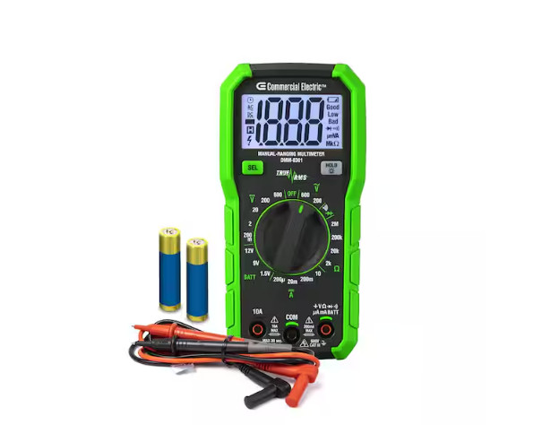 Commercial Electric 600V True RMS Auto Ranging Digital Multimeter W/ Temp
