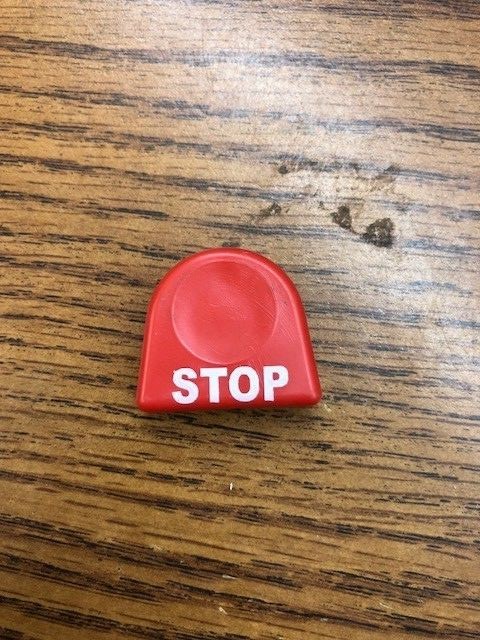 Red STOP button, plastic, 40 buttons - upcycle, repurpose, craft project