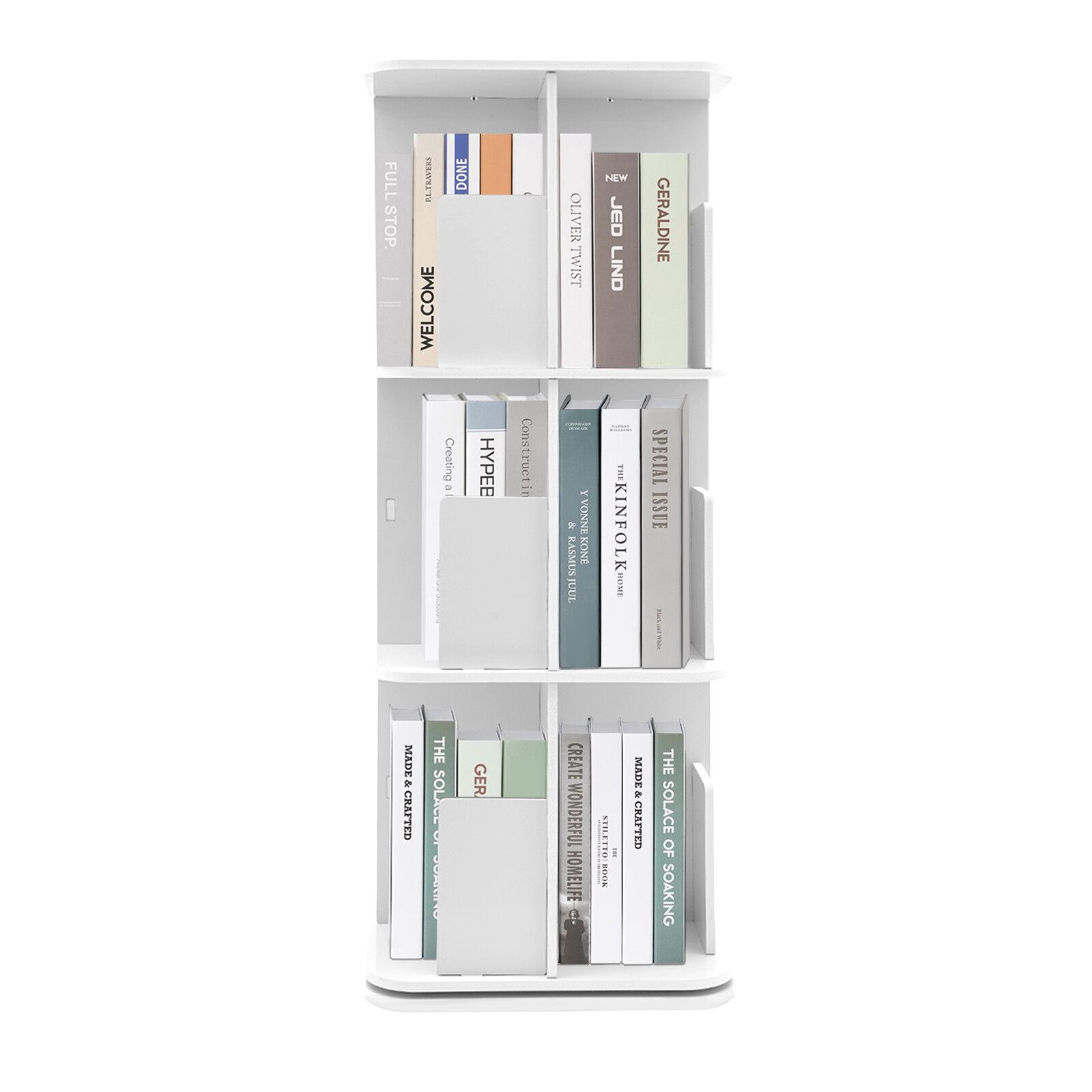 360�� Rotating Bookshelf, 3 Tier Standing Bookcase, Small Corner Bookcase