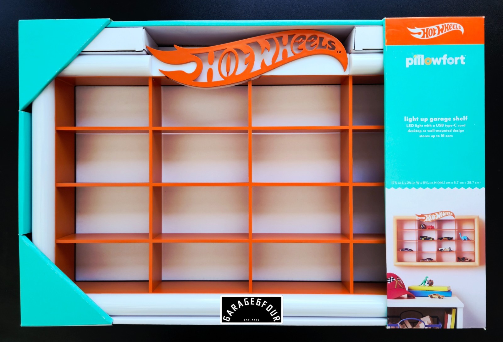 NEW! HOT WHEELS x Pillowfort | LED Garage Shelf Display | 16 Spots- SHIPS FAST!