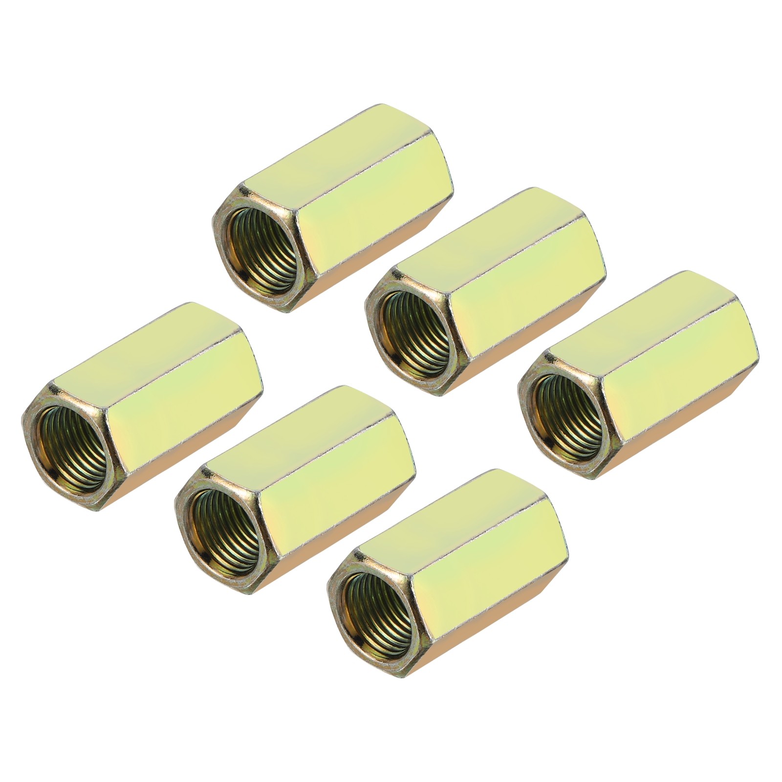 M10 x 1 Pitch Carbon Steel Hex Coupling Nuts, 6Pcs 25mm/ 1" Length, Colorful