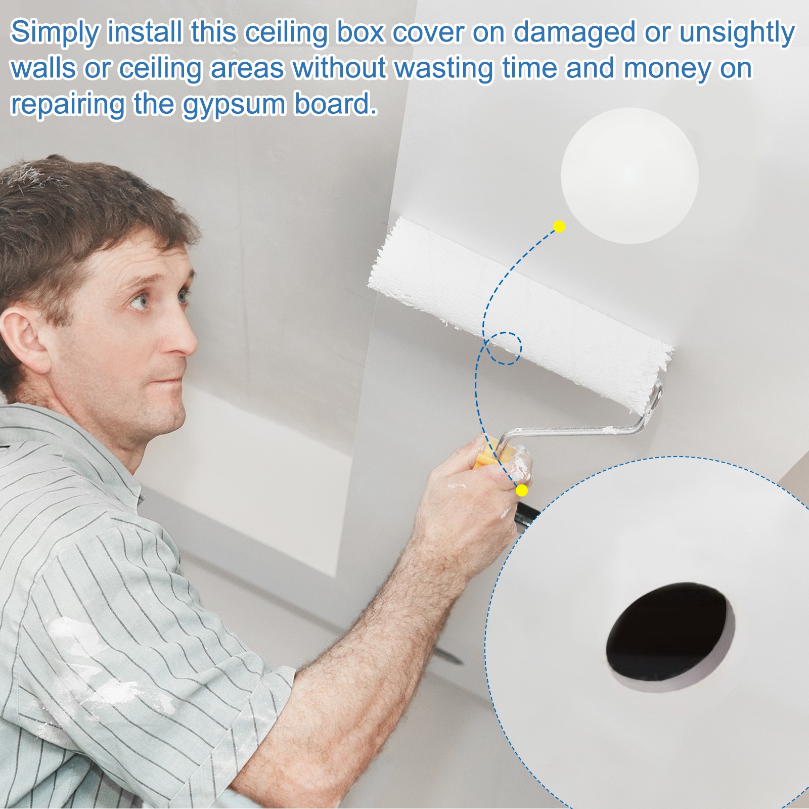 2Pack 9" Spring Ceiling Cover Plate Suitable for 7-8.7 " Round Hole, White