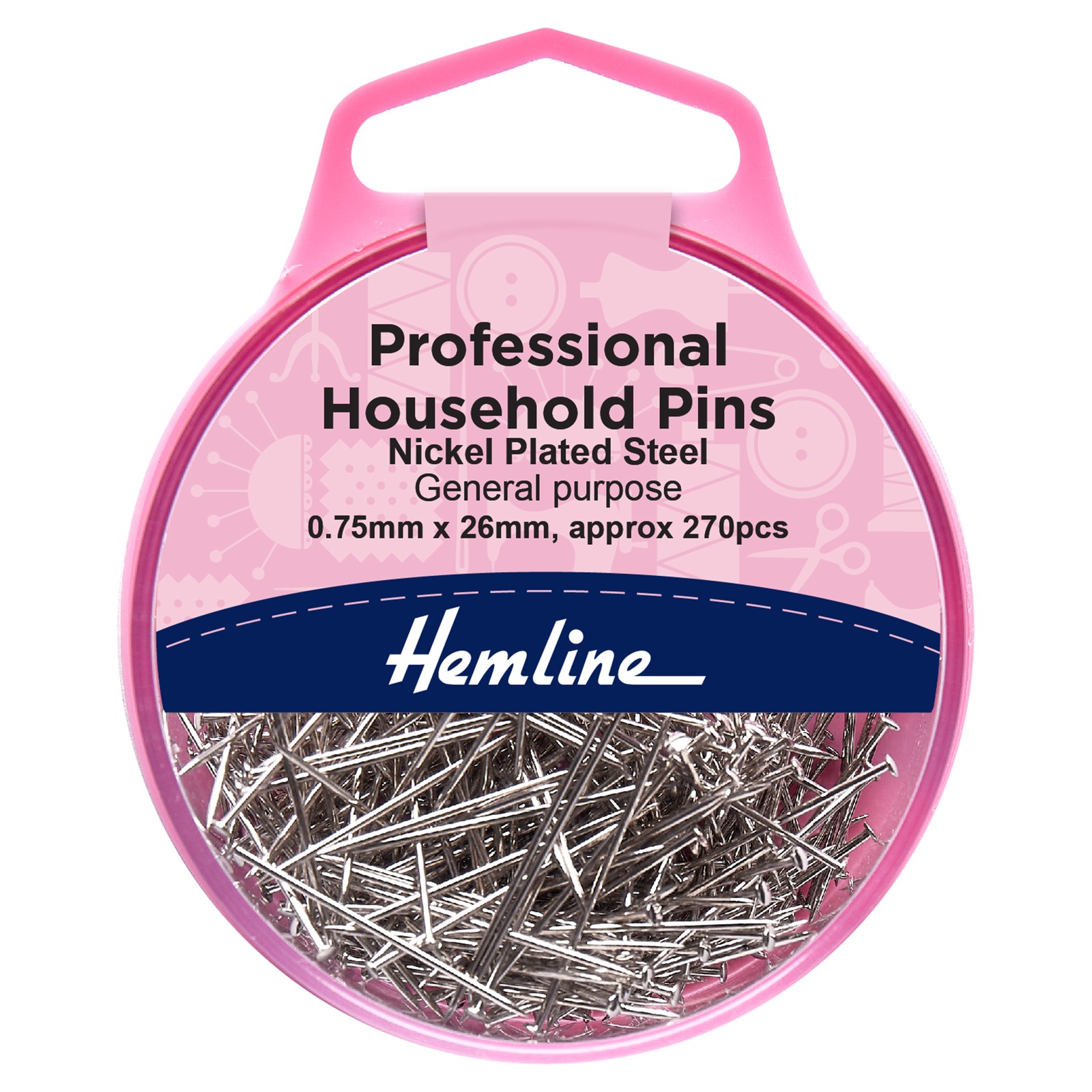 Hemline Professional Nickel Plated Steel Household Pins 0.75 x 26mm