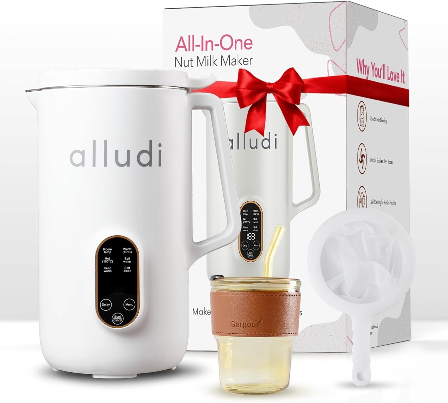 Alludi Automatic 10 in 1 Nut (Coconut/Oat/Almond/SOY) Milk Maker Machine 27 Oz