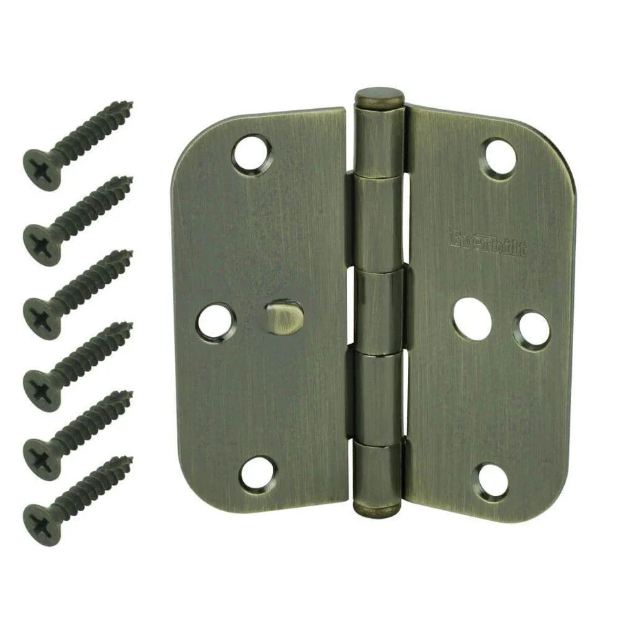 2 PACKS = 6 EVERBILT SECURITY LOCKING FEATURE ANTIQUE BRASS DOOR HINGES