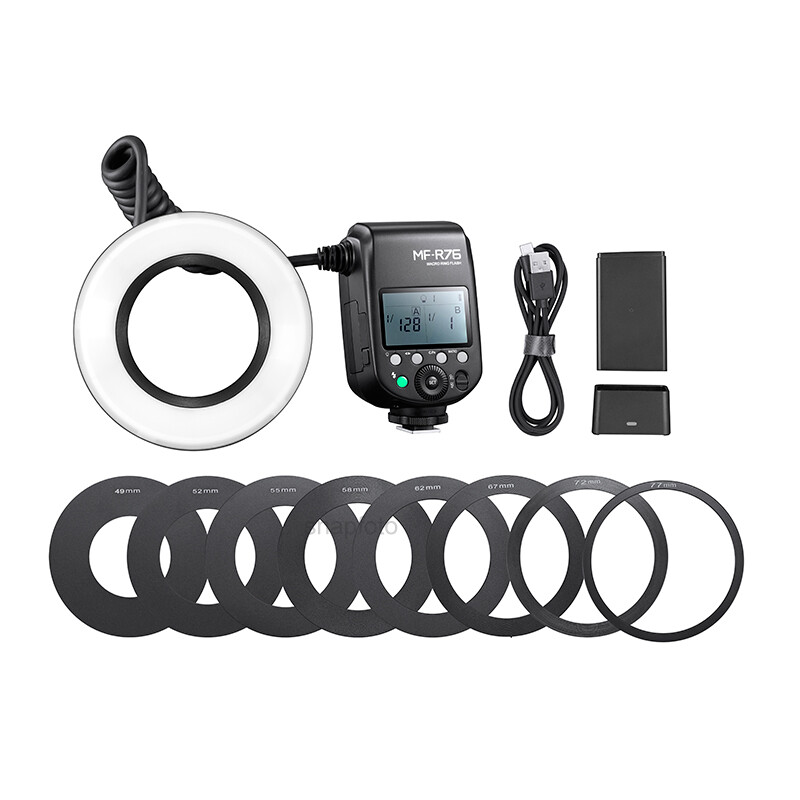 Godox MF-R76 Macro LED Ring Flash Light Close Up Speedlite for Canon Nikon Sony