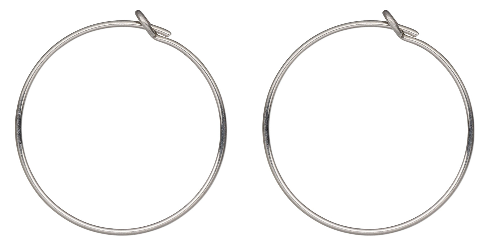 Hoop, 10 Silver Stainless Steel 21mm Round Beading Hoop Earwires