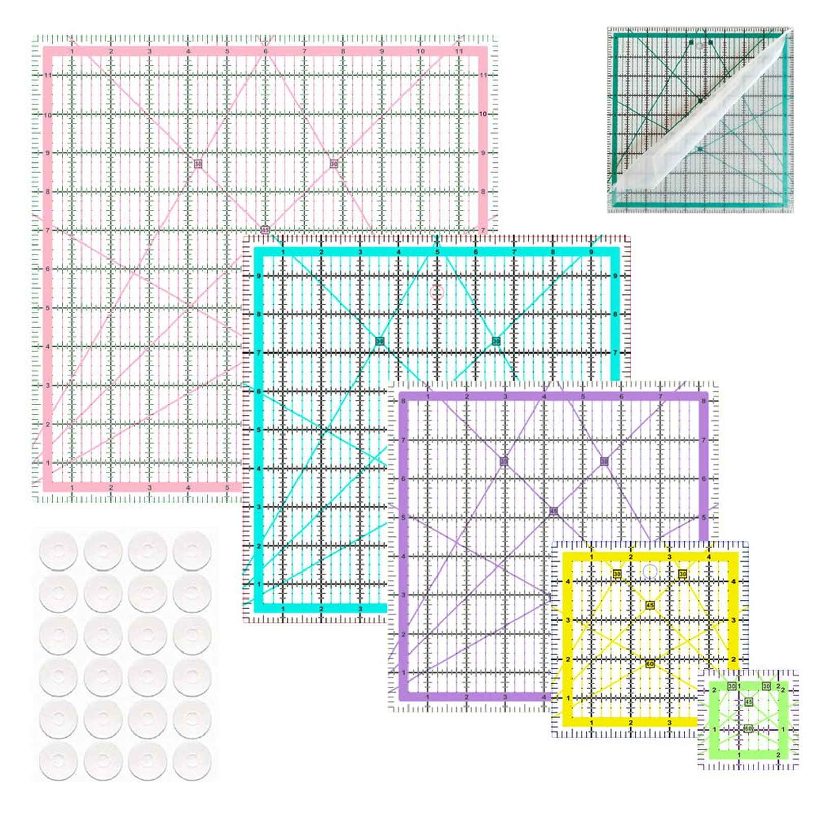Quilting Rulers Pack of 5 Square Acrylic Quilt Templates 2.5 5 8.5 10 12 Inches