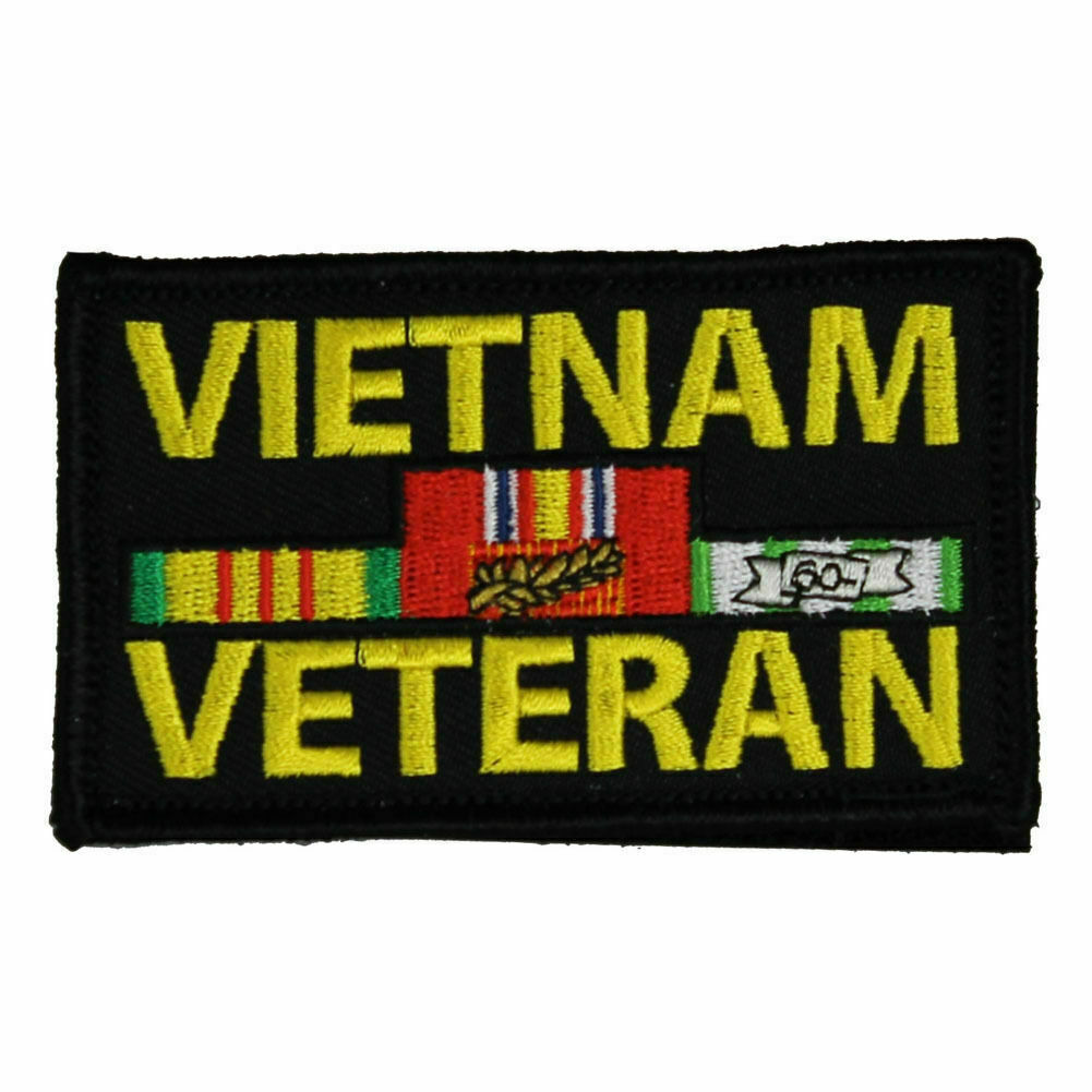 NEW Vietnam Veteran 2" x 3" Hook Loop 2 Piece Black Patch 73577