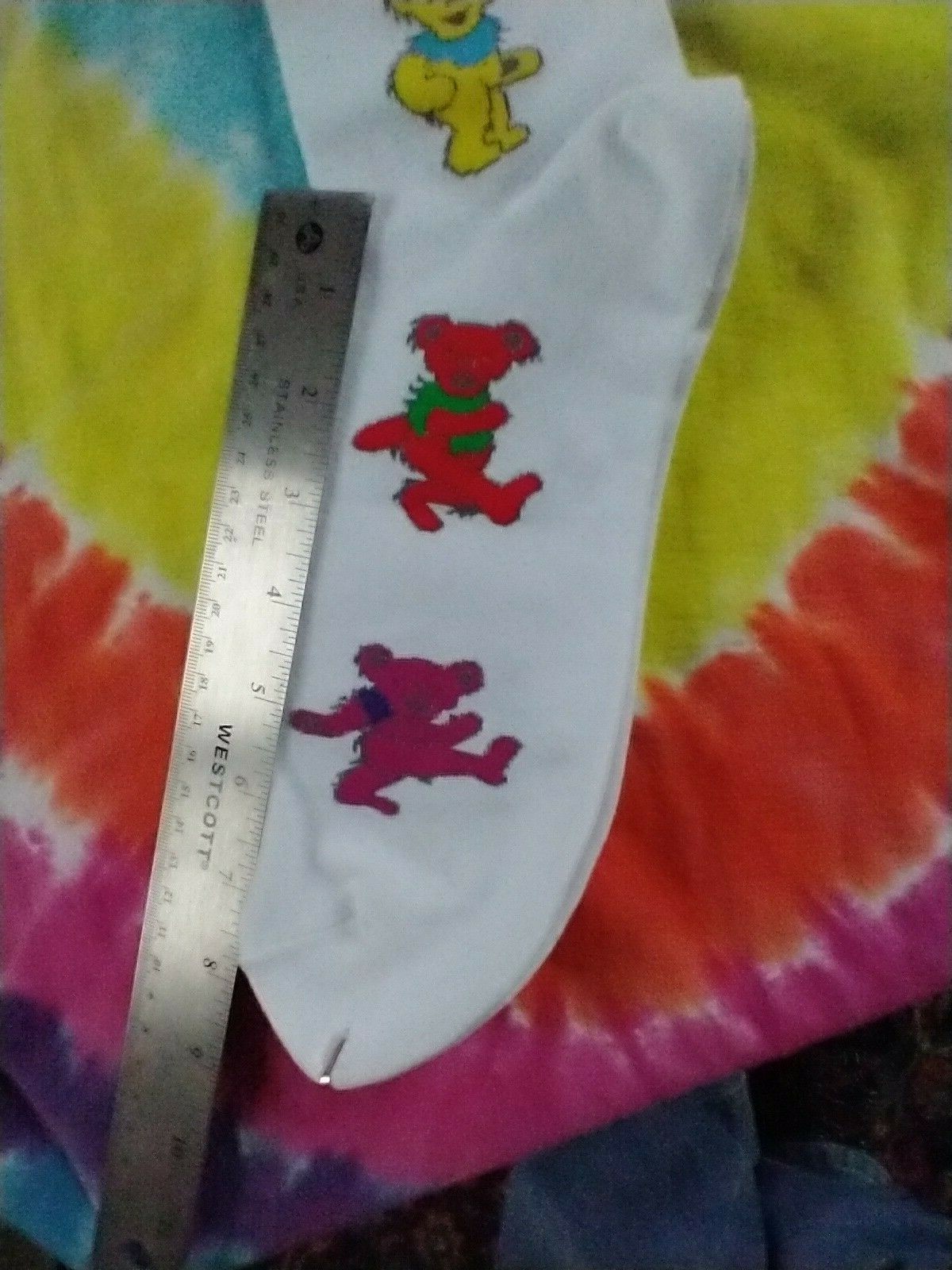 Grateful Dead Men's Dancing Bear White Socks