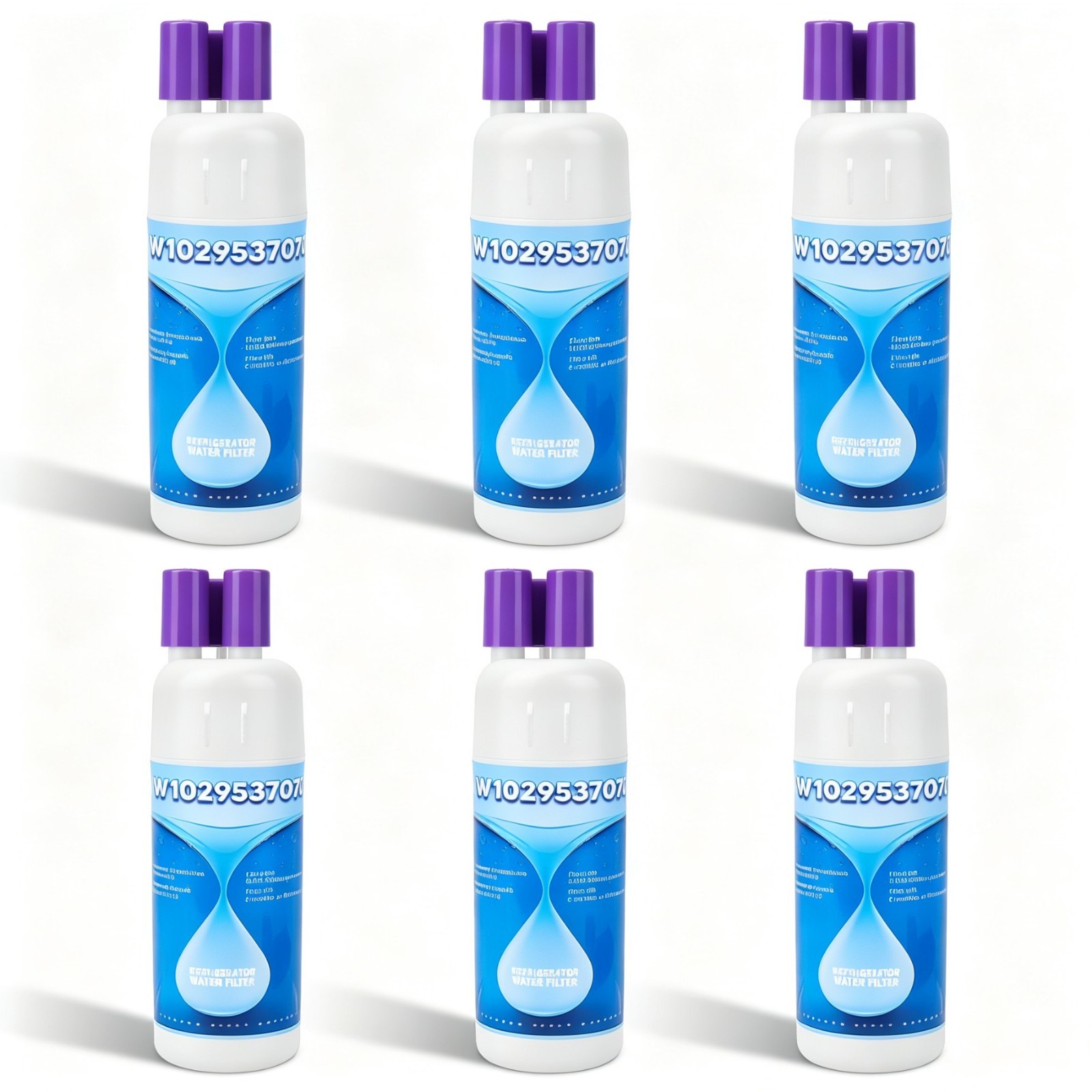 6 Pack Fridge Filter Replacement  10295370A WHR1RXD1 KAD1RXD1 P8RFWB2L