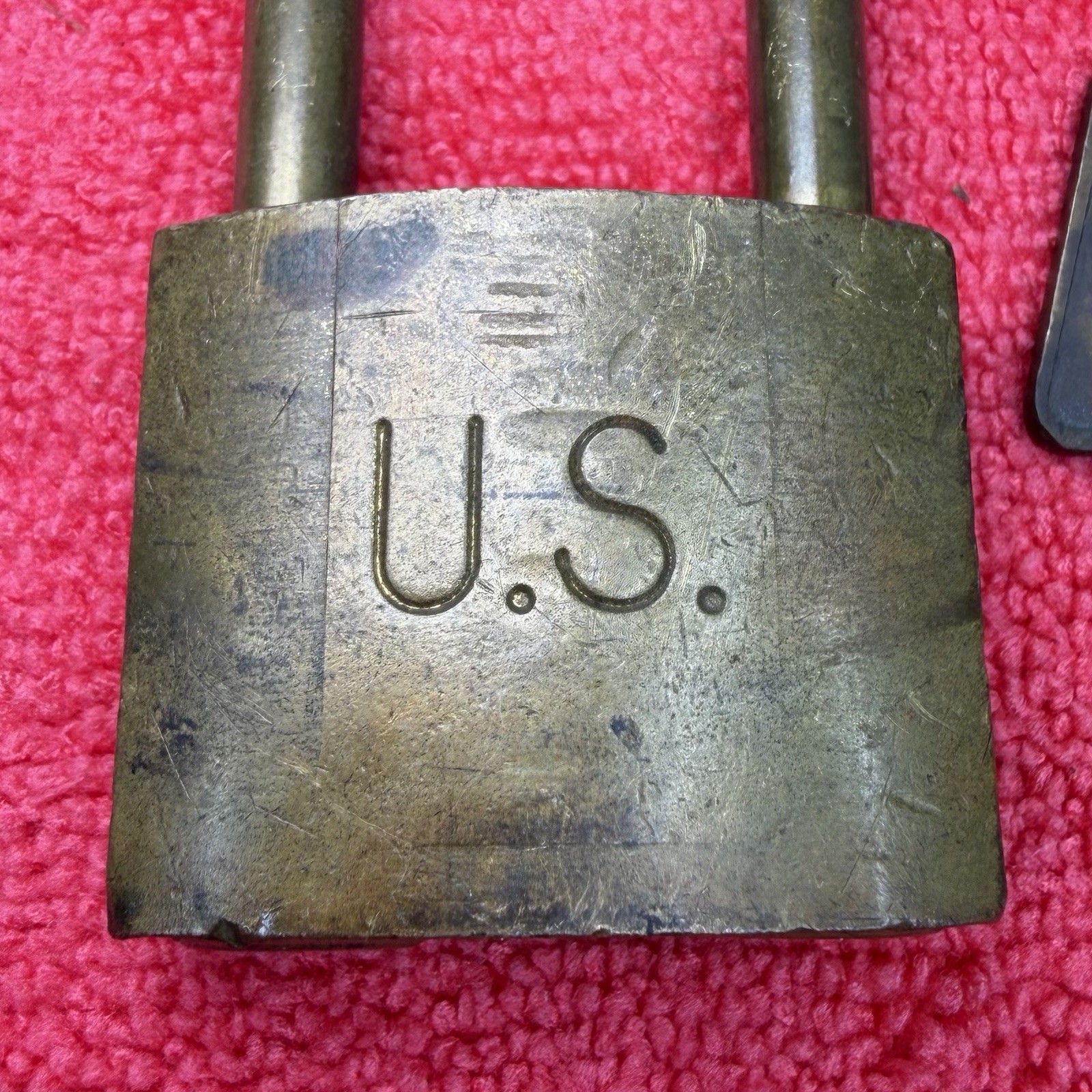 Vintage U.S. Military Brass Padlock , Chain & Key American Lock Co. USA 6460H