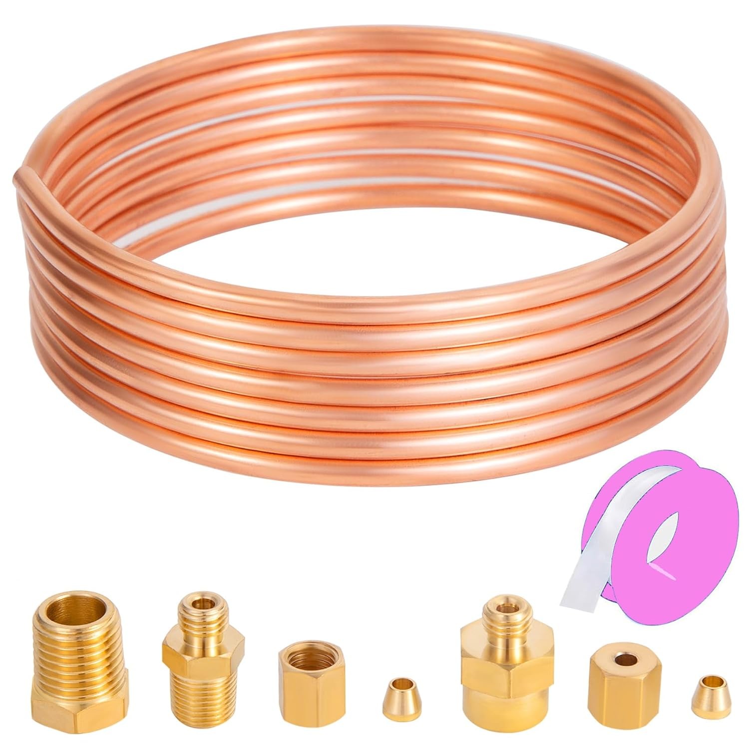 Oil Pressure Gauge Tubing Kit Copper Tube with Brass Fittings
