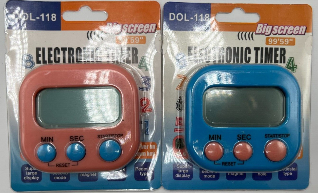 Electronic Memory Timer DOL-118 2 Pack Pink & Blue