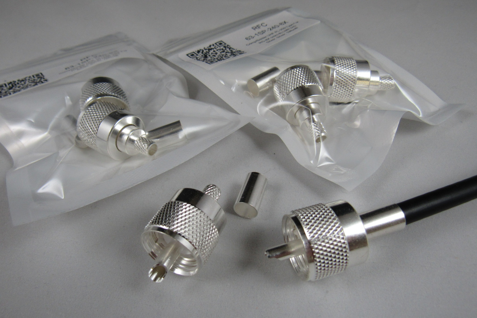 10 RFC All Silver Teflon PL-259 Crimp/Solder Connectors for RG-8X & LMR-240 (B6)